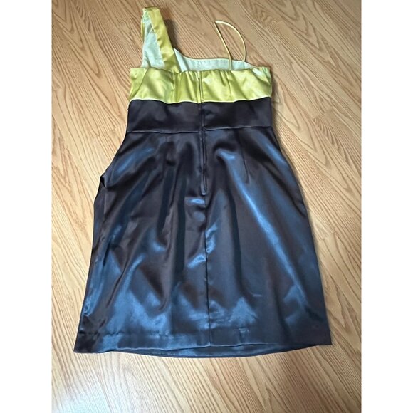 Tease Me Womens One-Shoulder Green Black Satin Dress With Beaded Waist Size 9 - Picture 6 of 6